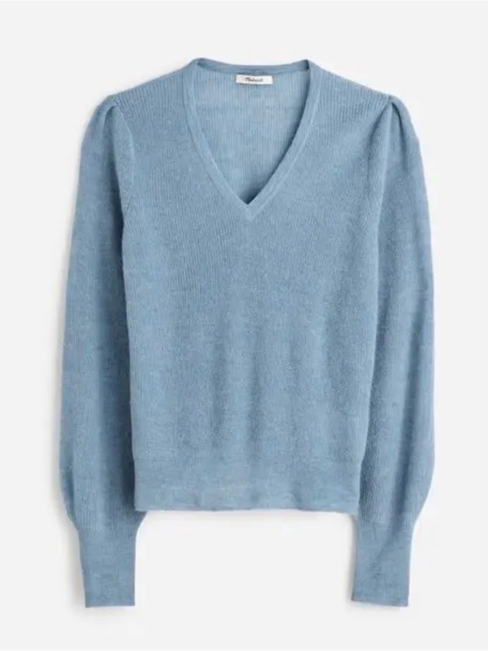 Madewell | Blue V-Neck Alpaca Blend Sweater, M